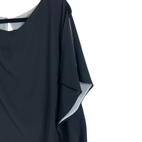 Batwing Sleeve Top blouse  Anne Klein SZ 16 Black/white  Split Sleeve flutter - Picture 9 of 15